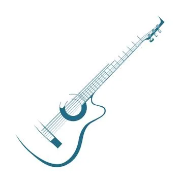 Vector drawn guitar. Isolated on white background. Stock Illustration