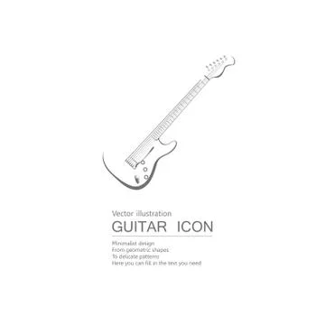 Vector drawn guitar. Isolated on white background. Stock Illustration