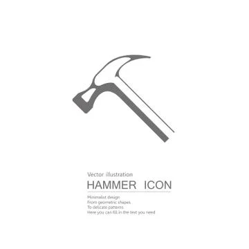 Vector drawn hammer. Isolated on white background. Illustrazione stock