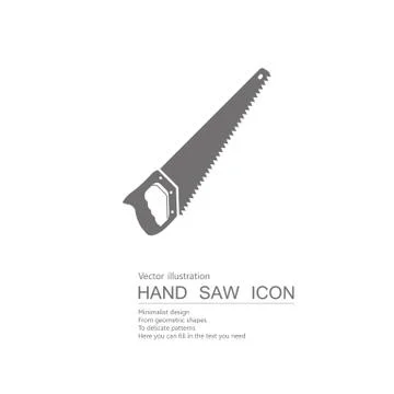 Vector drawn hand saw. Isolated on white background. Illustrazione stock