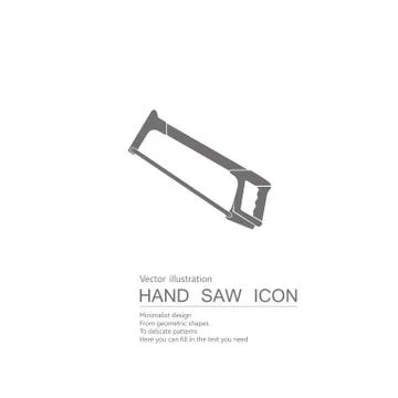 Vector drawn hand saw. Isolated on white background. Illustrazione stock