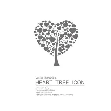Vector drawn heart shaped tree. Isolated on white background. Stock Illustration