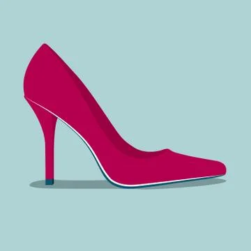 Vector drawn high heels. Isolated on blue background. Stock Illustration