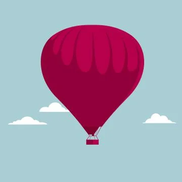 Vector drawn hot air balloon. The background is blue. Stock Illustration
