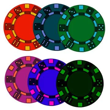 Vector drawn illustration of different poker chips in color, gambling element Illustrazione stock