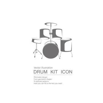 Vector drawn jazz drums. Isolated on white background. Stock Illustration