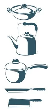 Vector drawn kitchen utensils. Isolated on white background. Stock Illustration