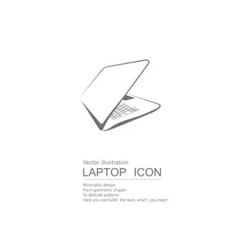 Vector drawn laptop. Isolated on white background. Stock Illustration