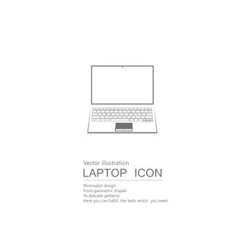 Vector drawn laptop. Isolated on white background. Stock Illustration