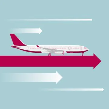 Vector drawn large passenger plane.On the arrow in mid air. Stock Illustration
