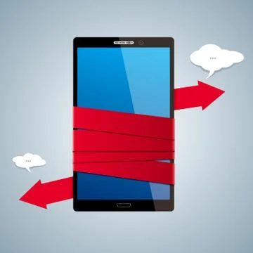 Vector drawn mobile phone. Cloud computing concept. Illustrazione stock
