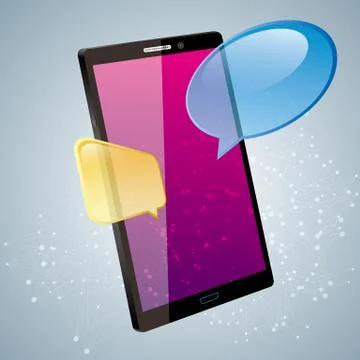 Vector drawn mobile phone. Cloud computing concept. 스톡 일러스트