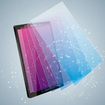 Vector drawn mobile phone. Cloud computing concept. Stock Illustration