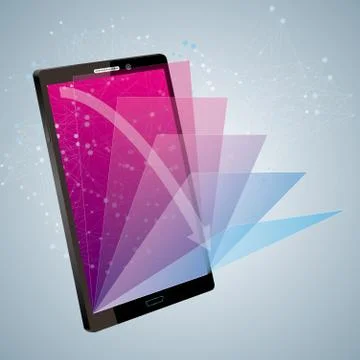 Vector drawn mobile phone. Cloud computing concept. Stockillustratie