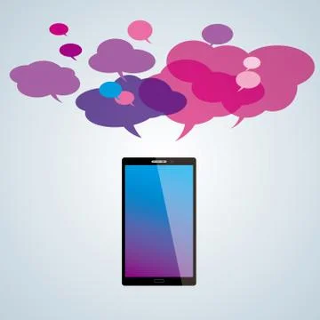 Vector drawn mobile phone. Cloud computing concept. 스톡 일러스트