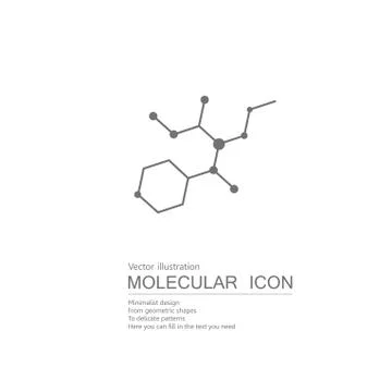 Vector drawn molecular structure. Isolated on white background. Illustrazione stock