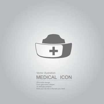 Vector drawn nurse hat. Isolated on grey background. Stock Illustration