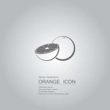 Vector drawn oranges. The background is a gradient of gray. Stock Illustration