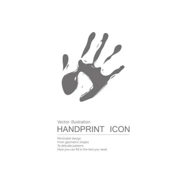 Vector drawn palm print.  Isolated on white background. Stock Illustration