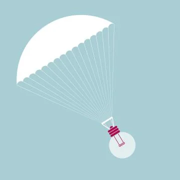 Vector drawn parachute. Drop a light bulb. 스톡 일러스트