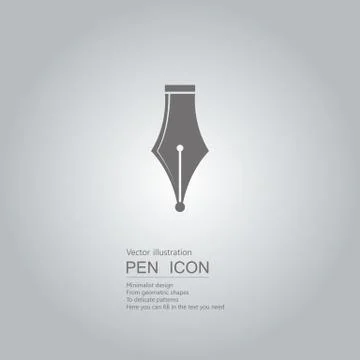 Vector drawn pen nib. The background is a gray gradient. Stock Illustration