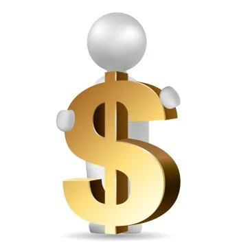 Vector drawn people symbol, hand hold dollar symbol,image uses a grid gradient. 스톡 일러스트