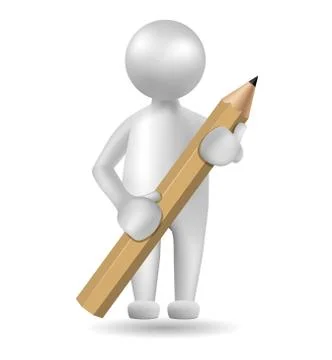Vector drawn people symbol, hand hold  pencil,image uses a grid gradient. 스톡 일러스트