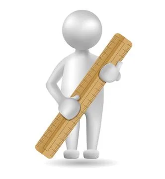 Vector drawn people symbol, hand hold  ruler,image uses a grid gradient. 스톡 일러스트