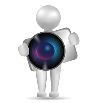 Vector drawn people symbol, hand hold camera,image uses a grid gradient. 스톡 일러스트