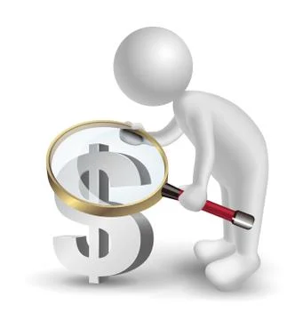 Vector drawn people symbol, hand hold magnifier. Stock Illustration