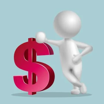 Vector drawn people symbol, Rely on the dollar. Stock Illustration