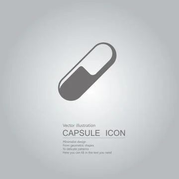 Vector drawn pill icon. The background is a gray gradient. Stock Illustration
