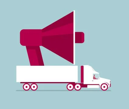 Vector drawn publicity car. Isolated on blue background. Stock Illustration