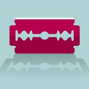 Vector drawn razor blade. Isolated on blue background. Stock Illustration