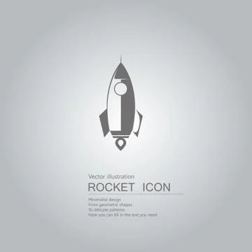 Vector drawn rocket icon. The background is a gray gradient. Stock Illustration
