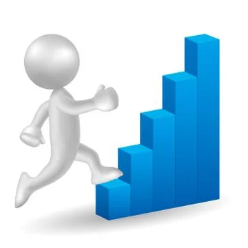 Vector drawn running man symbol, go to the chart,image uses a grid gradient. Stock Illustration