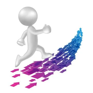 Vector drawn running man symbol, image uses a grid gradient. Stock Illustration
