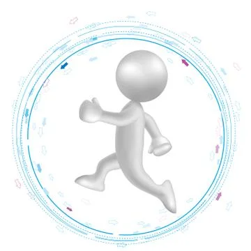 Vector drawn running man symbol, image uses a grid gradient. 스톡 일러스트