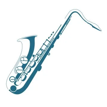 Vector drawn saxophone. Isolated on white background. Stock Illustration