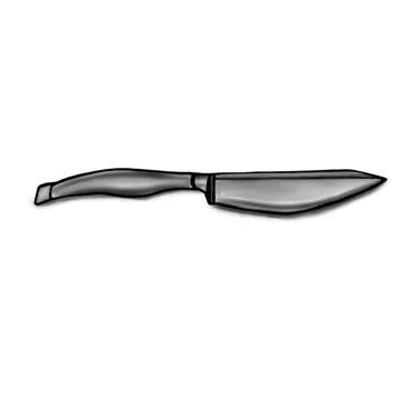 Vector drawn sketch of a kitchen knife, black lines doodle style Stock Illustration