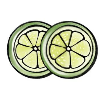 Vector drawn sketch of two lime wedges, doodle style Stock Illustration
