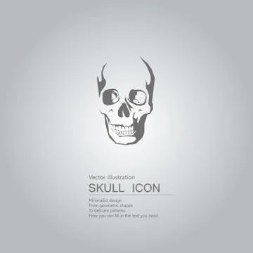 Vector drawn skull. The background is a gray gradient. Stock Illustration
