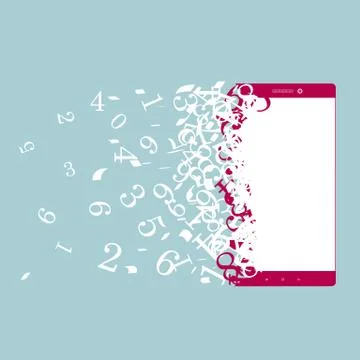 Vector drawn smartphone. Isolated on blue background. Stock Illustration