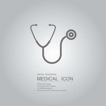 Vector drawn stethoscope icon. Isolated on grey background. Stock Illustration