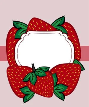 Vector drawn strawberry berry label Stock Illustration