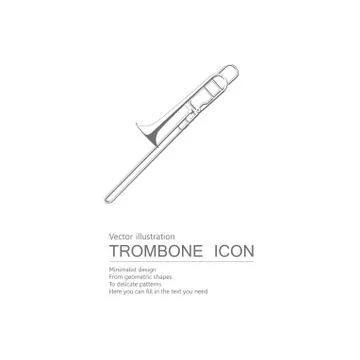 Vector drawn trombone. Isolated on white background. Stock Illustration