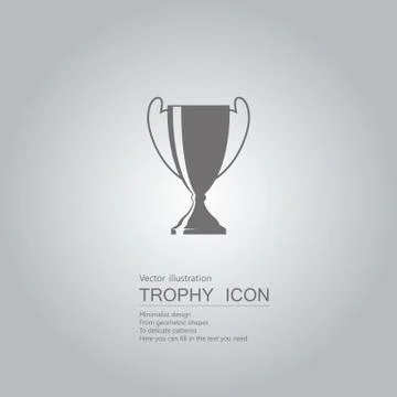 Vector drawn trophy icon. The background is a gray gradient. Stock Illustration