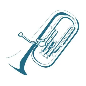 Vector drawn tuba. Isolated on white background. Stock Illustration