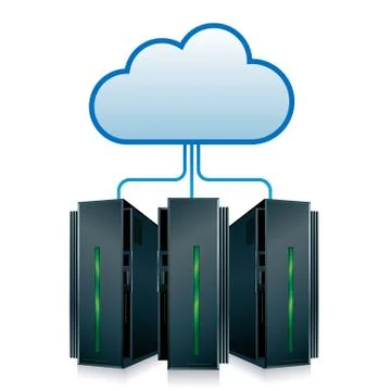 Vector drawn web server, isolated on white background. Stock Illustration