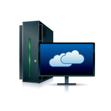 Vector drawn web server, isolated on white background. Stock Illustration